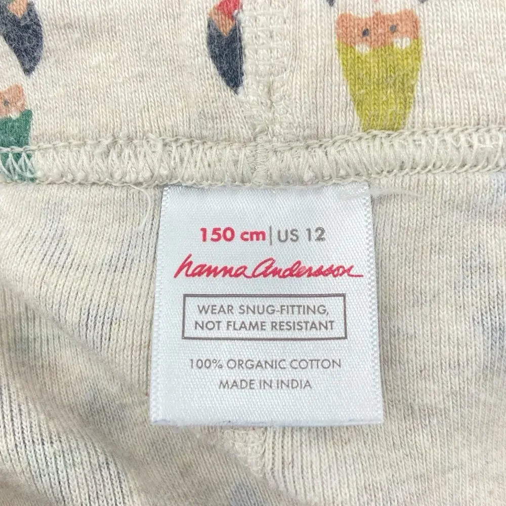 Hanna Andersson Holiday Gnome Long John Pajama Set‎ Cream Long Sleeve Kids 12